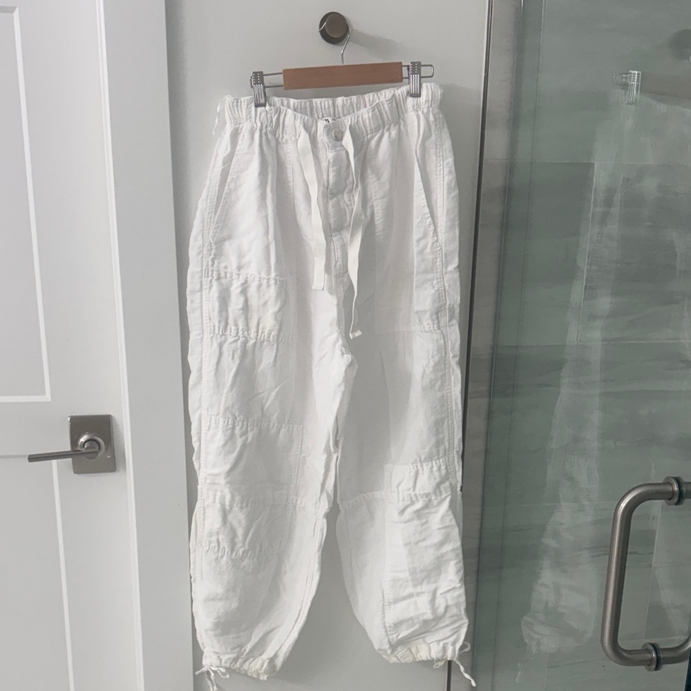 Zara White Cargo Pants for Men